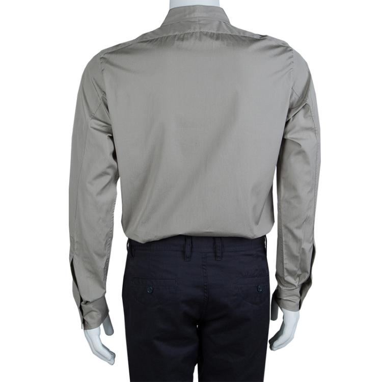 Pre Owned Saint Laurent Paris Grey Long Sleeve Buttondown Cotton Shirt M