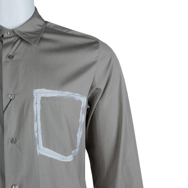 Pre Owned Saint Laurent Paris Grey Long Sleeve Buttondown Cotton Shirt M
