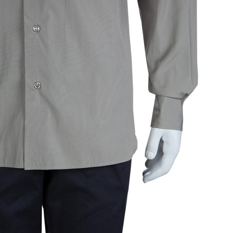 Pre Owned Saint Laurent Paris Grey Long Sleeve Buttondown Cotton Shirt M