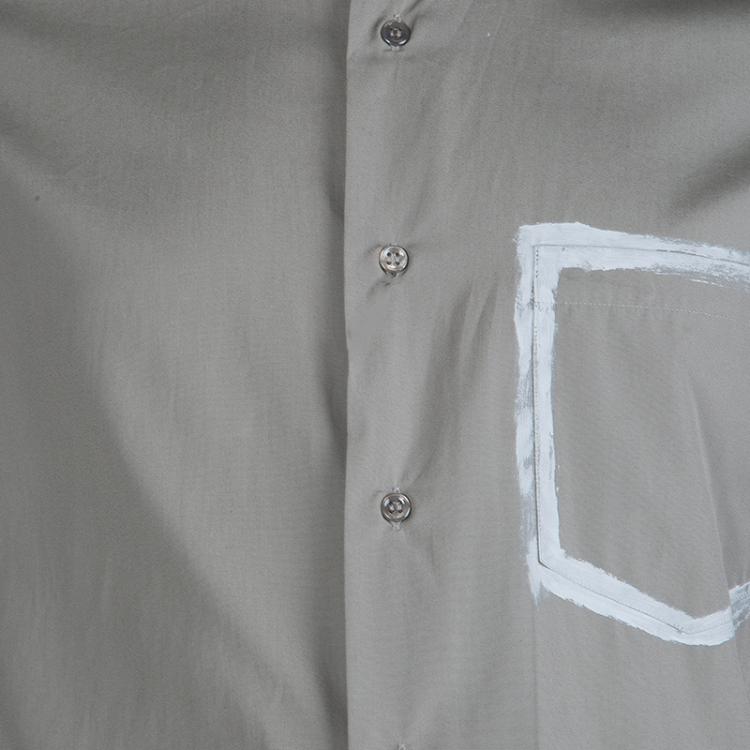 Pre Owned Saint Laurent Paris Grey Long Sleeve Buttondown Cotton Shirt M