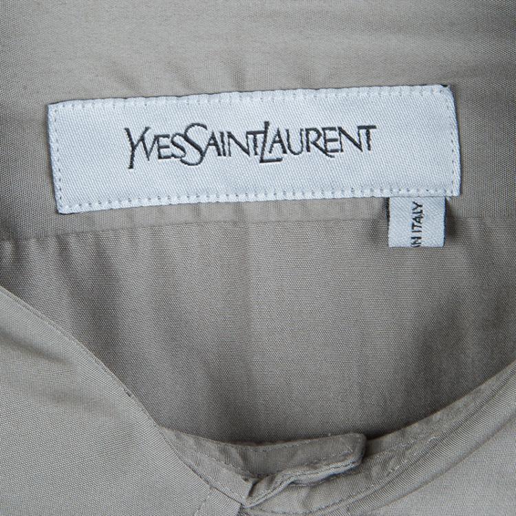 Pre Owned Saint Laurent Paris Grey Long Sleeve Buttondown Cotton Shirt M