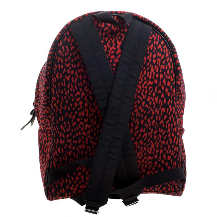 Pre Owned Saint Laurent Paris Black/Red Printed Canvas Hunting Backpack