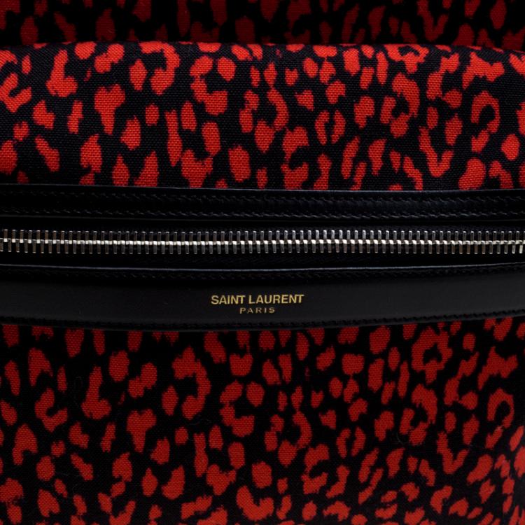 Pre Owned Saint Laurent Paris Black/Red Printed Canvas Hunting Backpack