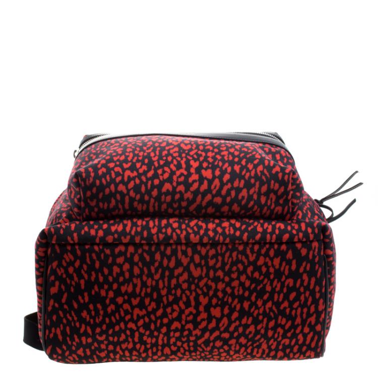 Pre Owned Saint Laurent Paris Black/Red Printed Canvas Hunting Backpack