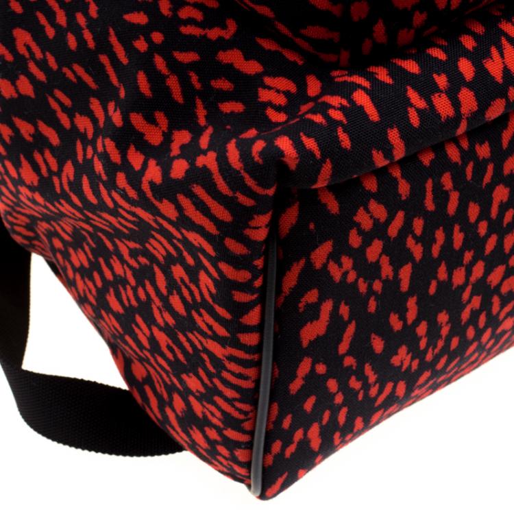 Pre Owned Saint Laurent Paris Black/Red Printed Canvas Hunting Backpack