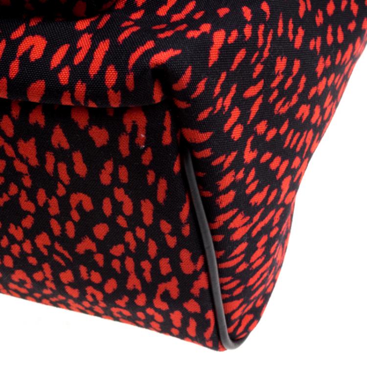 Pre Owned Saint Laurent Paris Black/Red Printed Canvas Hunting Backpack