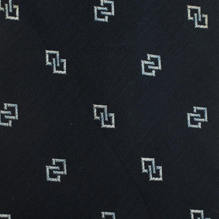 Pre Owned Saint Laurent Paris Dark Blue Woven Silk Tie