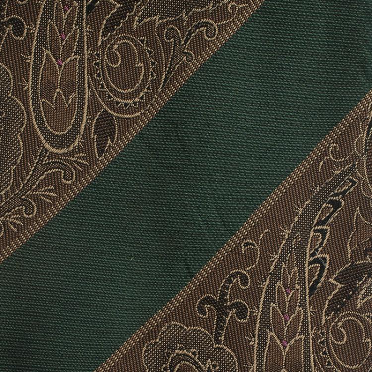 Pre Owned Saint Laurent Paris Green and Brown Embroidered Silk Tie