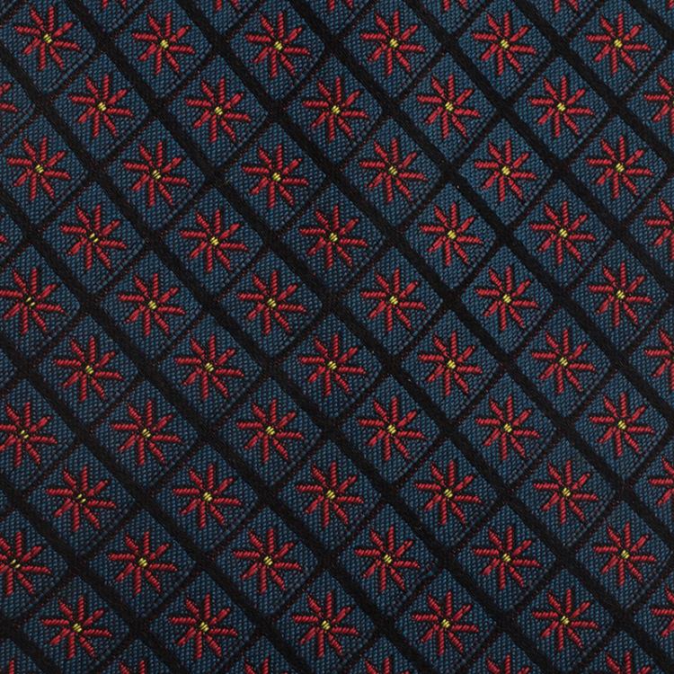 Pre Owned Saint Laurent Paris Blue and Red Floral Silk Tie