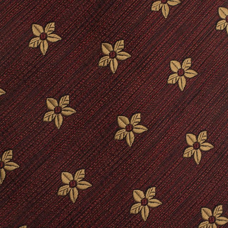 Pre Owned Saint Laurent Paris Burgundy and Beige Floral Woven Tie