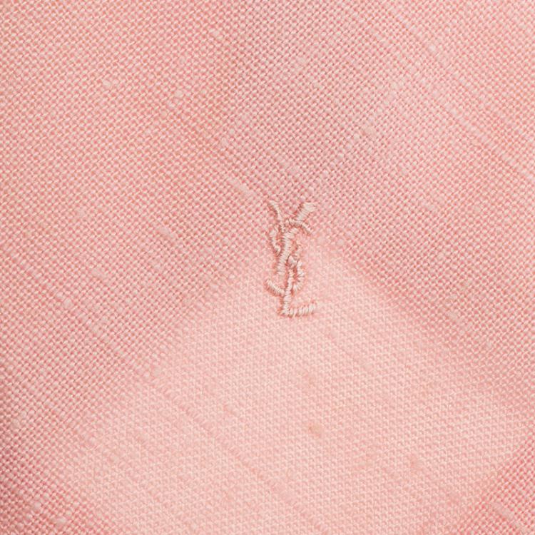 Pre Owned Saint Laurent Paris Pink Logo Linen Tie