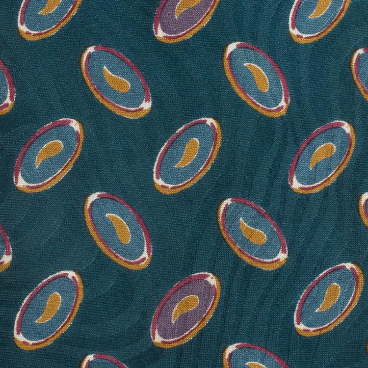 Pre Owned Saint Laurent Paris Green Printed Silk Tie