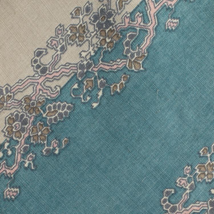 Pre Owned Saint Laurent Paris Blue and Beige Printed Silk Tie