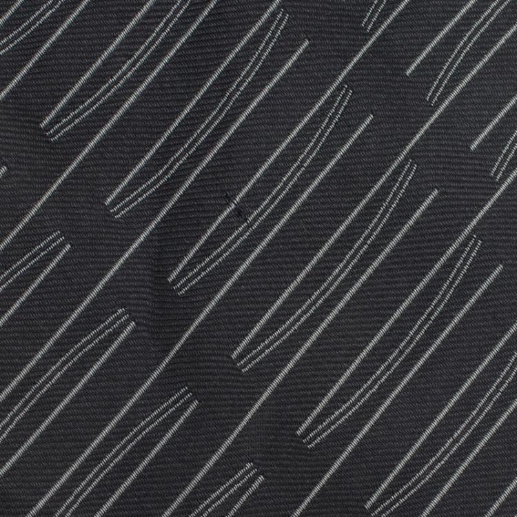 Pre Owned Saint Laurent Paris Grey Woven Silk Tie
