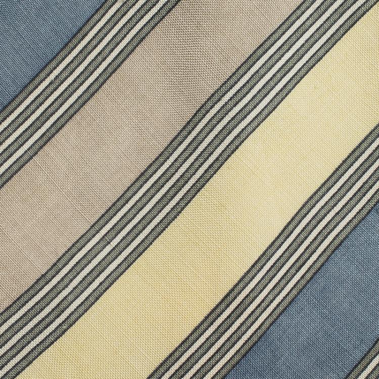 Pre Owned Saint Laurent Paris Blue and Yellow Striped Silk Tie