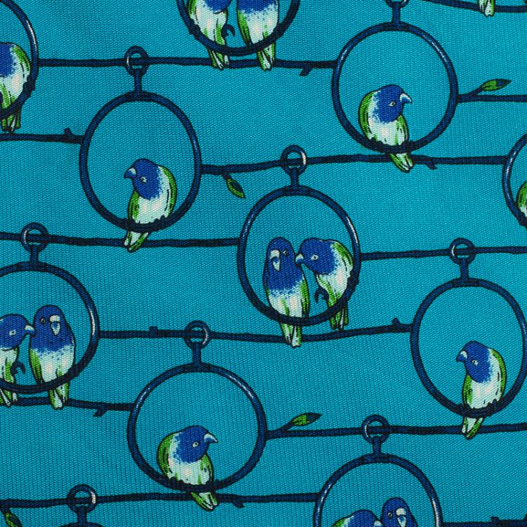 Pre Owned Saint Laurent Paris Blue Bird Print Silk Tie