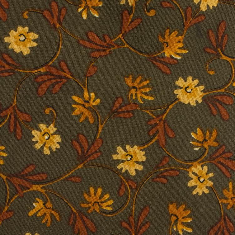 Pre Owned Saint Laurent Paris Green Floral Print Silk Tie