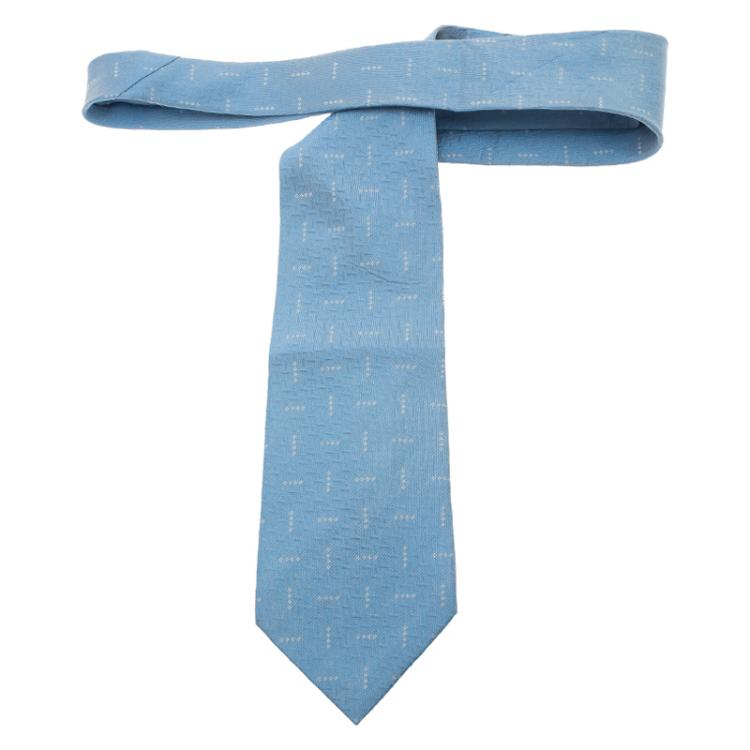 Pre Owned Saint Laurent Paris Light Blue Silk Tie