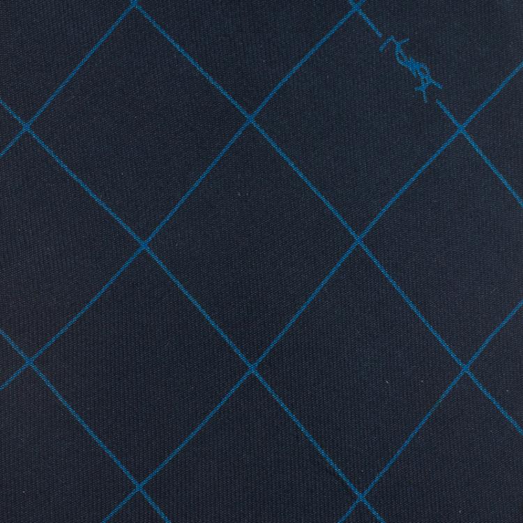 Pre Owned Saint Laurent Paris Blue Logo Silk Tie