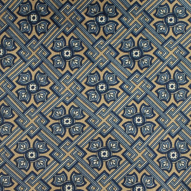 Pre Owned Saint Laurent Blue and Beige Printed Silk Tie