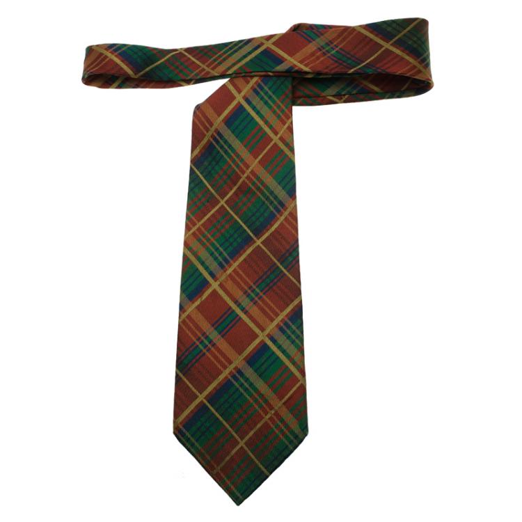 Pre Owned Saint Laurent Paris Multicolor Checked Silk Tie