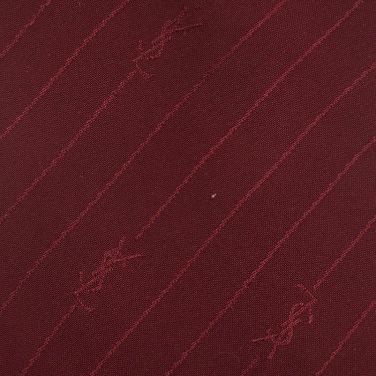 Pre Owned Saint Laurent Paris Maroon Striped Logo Silk Tie