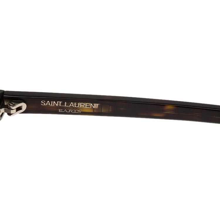 Pre Owned Saint Laurent Paris Tortoise Frame 086EJ Round Sunglasses