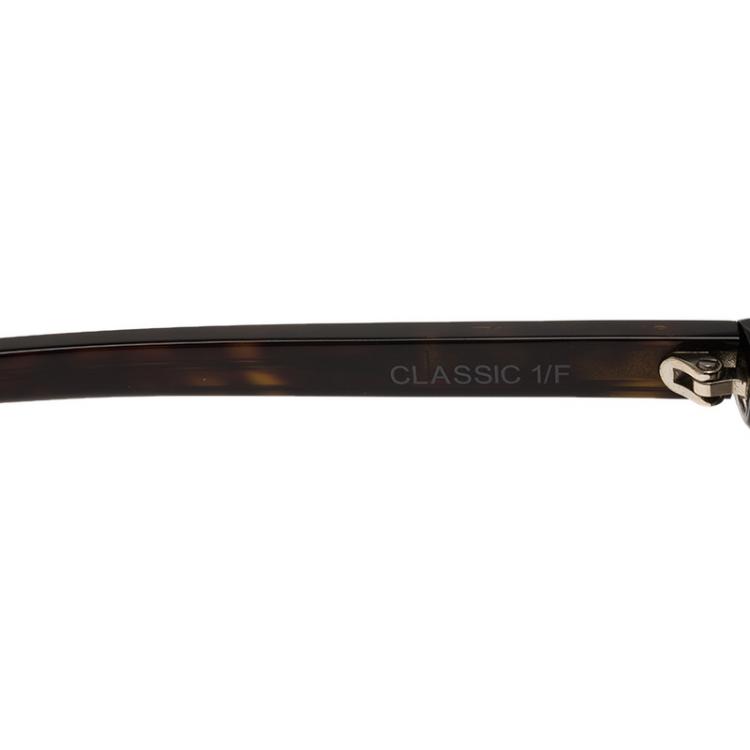 Pre Owned Saint Laurent Paris Tortoise Frame 086EJ Round Sunglasses