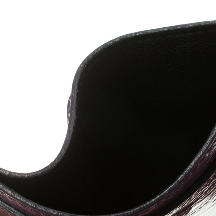 Pre Owned Saint Laurent Paris Purple Patent Leather Card Holder