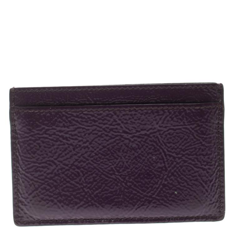 Pre Owned Saint Laurent Paris Purple Patent Leather Card Holder