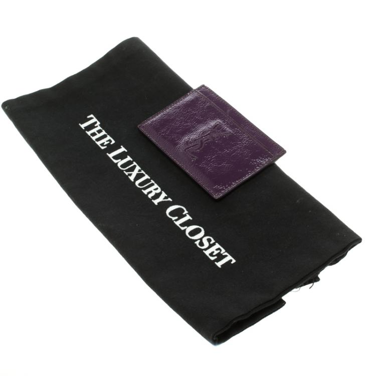 Pre Owned Saint Laurent Paris Purple Patent Leather Card Holder