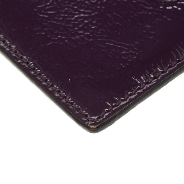 Pre Owned Saint Laurent Paris Purple Patent Leather Card Holder