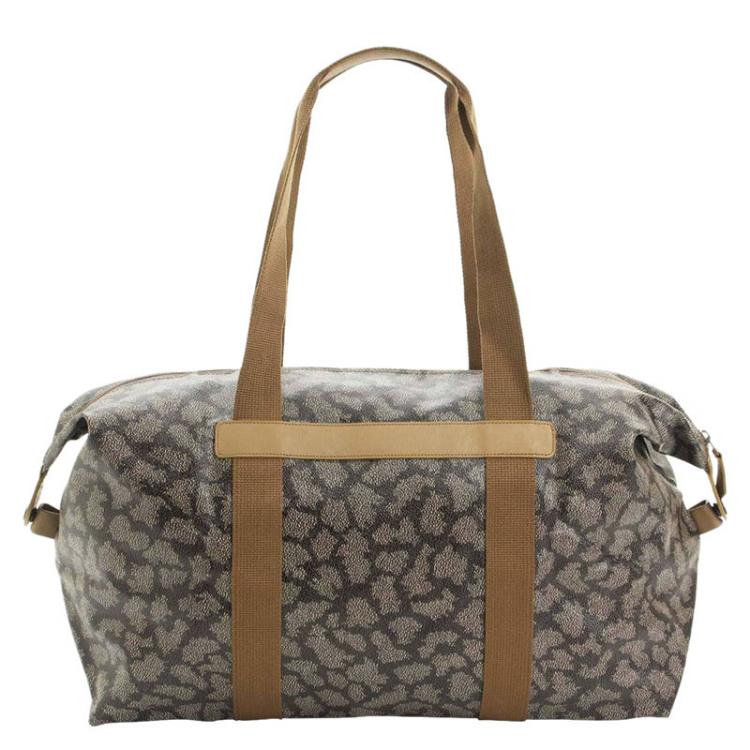 Pre Owned Saint Laurent Paris Grey/Brown Coated Canvas Duffel Bag