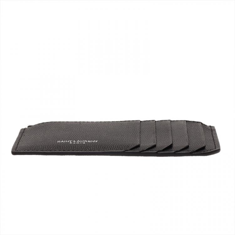 Pre Owned Saint Laurent Paris Black Zipped Leather Card Holder
