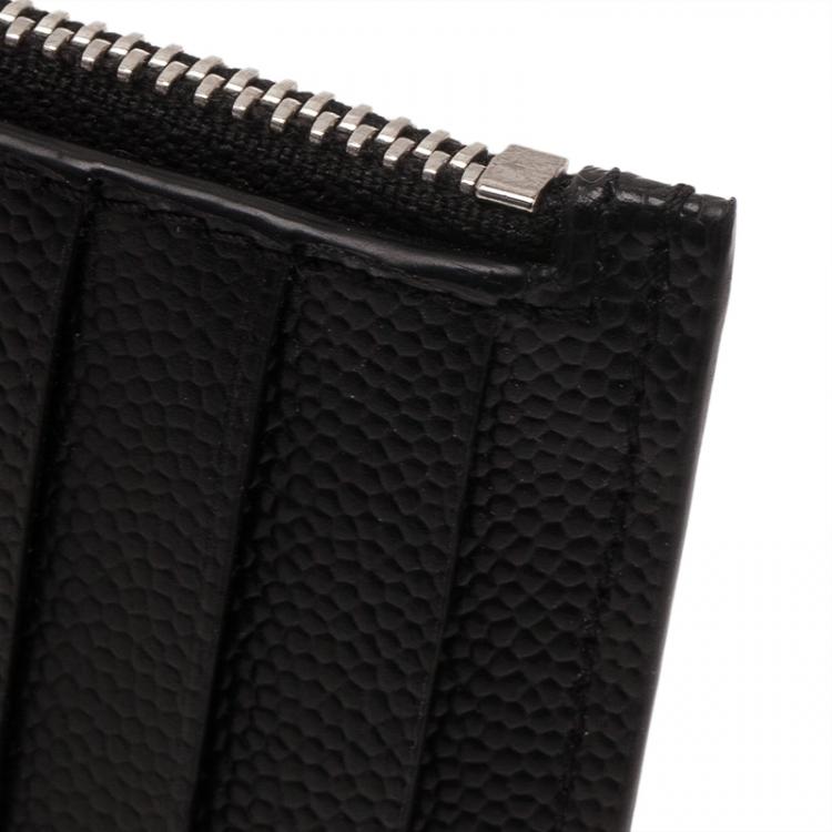 Pre Owned Saint Laurent Paris Black Zipped Leather Card Holder
