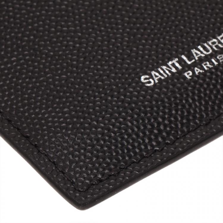 Pre Owned Saint Laurent Paris Black Zipped Leather Card Holder