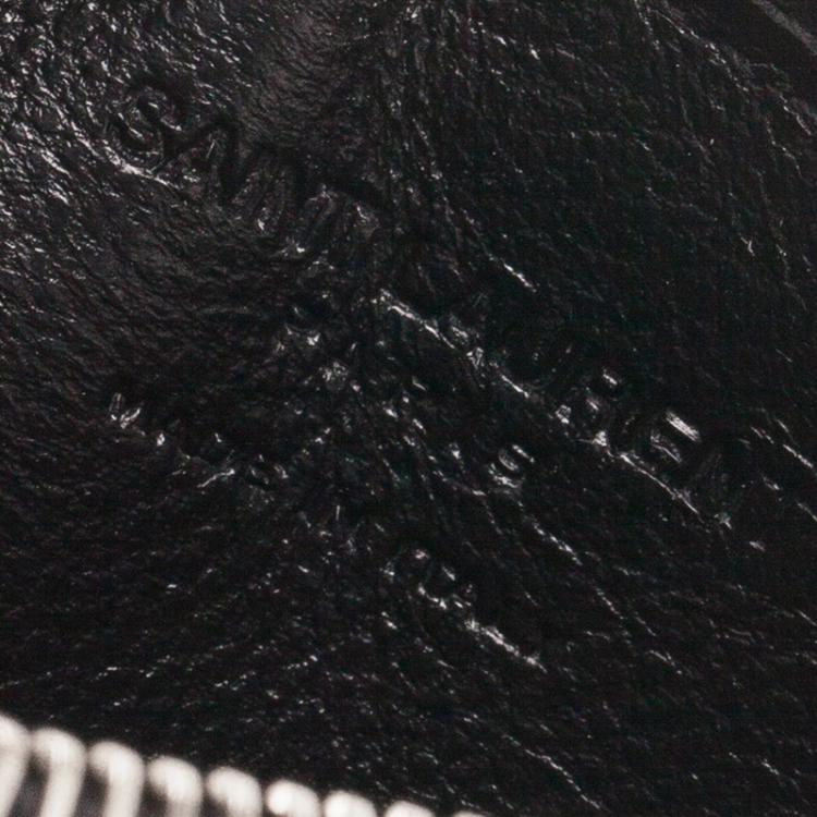 Pre Owned Saint Laurent Paris Black Zipped Leather Card Holder
