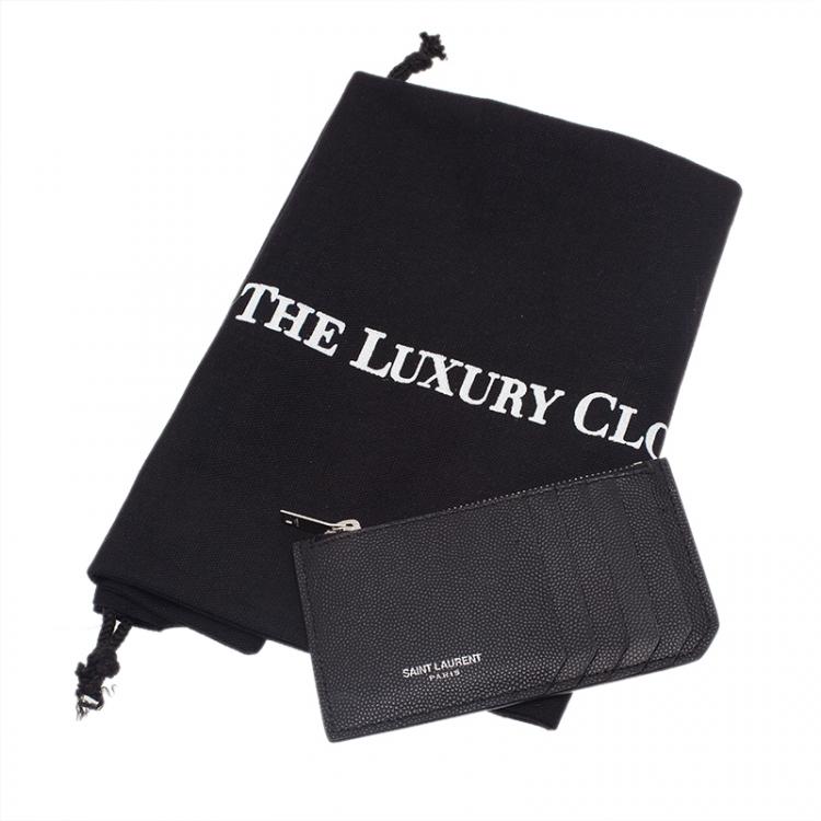 Pre Owned Saint Laurent Paris Black Zipped Leather Card Holder