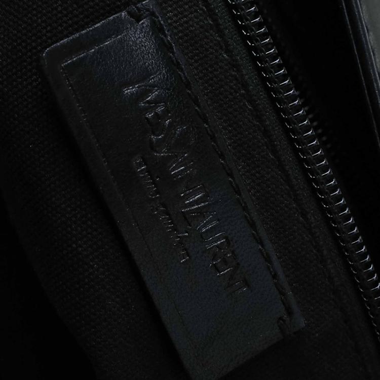 Pre Owned Saint Laurent Paris Black Leather Logo Messenger Bag