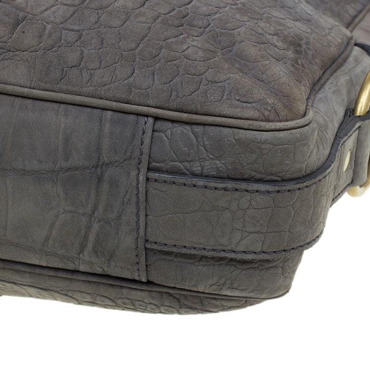 Pre Owned Saint Laurent Paris Grey Croc Embossed Muse Tote