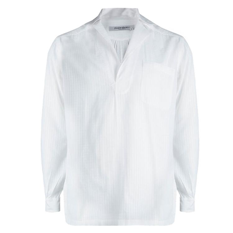 Pre Owned Saint Laurent Paris White Checkered Cotton Shirt S