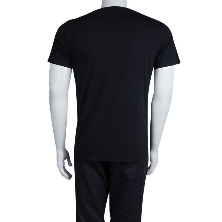 Pre Owned Saint Laurent Paris Black Logo Detail Crewneck T-Shirt S