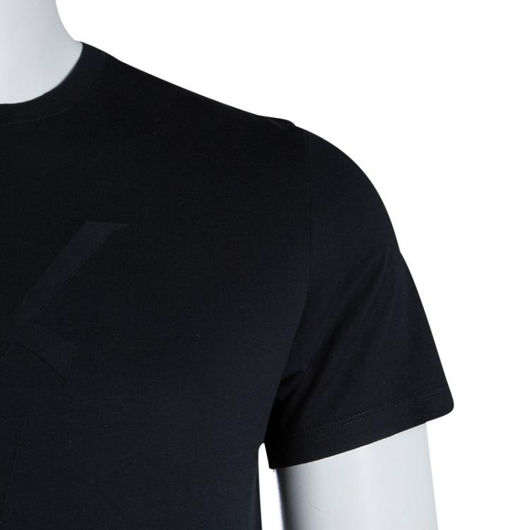 Pre Owned Saint Laurent Paris Black Logo Detail Crewneck T-Shirt S
