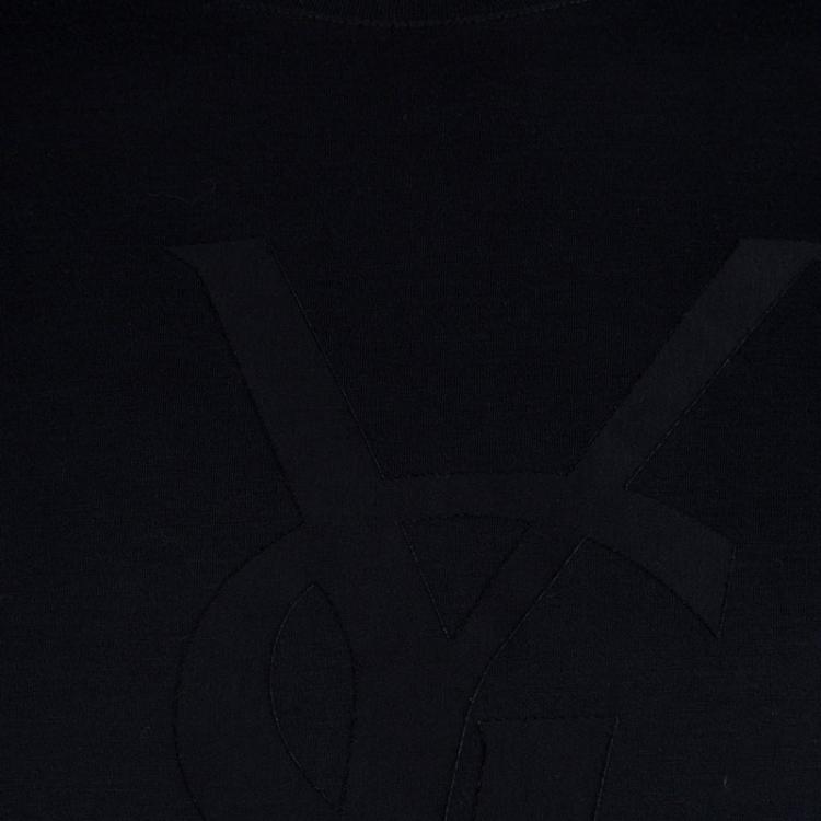 Pre Owned Saint Laurent Paris Black Logo Detail Crewneck T-Shirt S