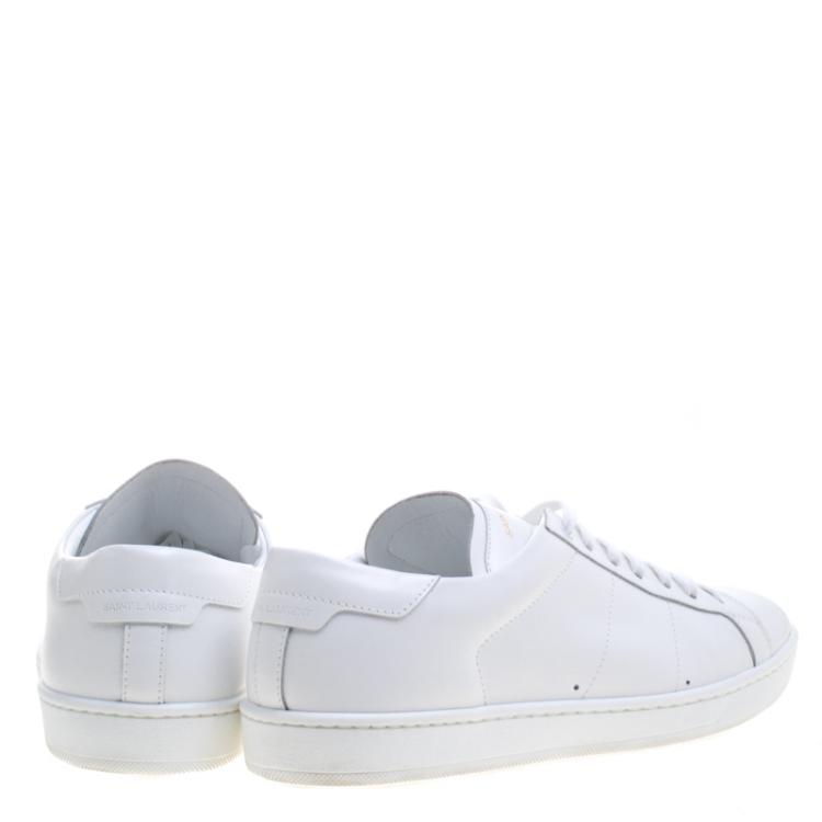 Pre Owned Saint Laurent Paris White Leather Low Top Sneakers Size 42