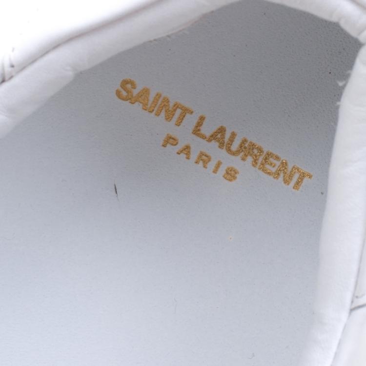 Pre Owned Saint Laurent Paris White Leather Low Top Sneakers Size 42