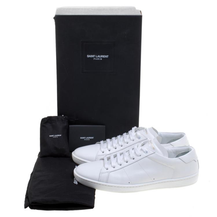 Pre Owned Saint Laurent Paris White Leather Low Top Sneakers Size 42