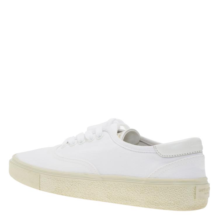 Pre Owned Saint Laurent Paris White Canvas Sneakers Size 40