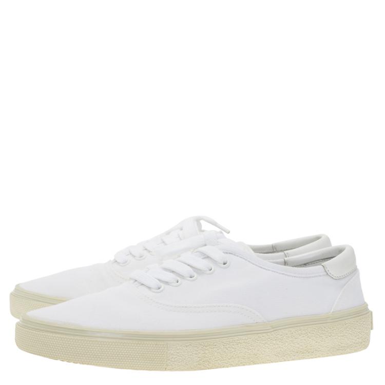 Pre Owned Saint Laurent Paris White Canvas Sneakers Size 40