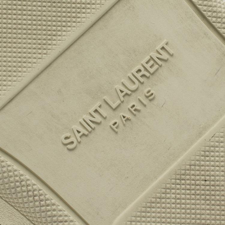 Pre Owned Saint Laurent Paris Monochrome Perforated Leather High Top Sneakers Size 39